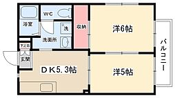 コブチ・カルミア 2階2DKの間取り