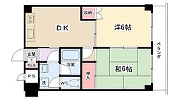 エルム1番館 2DKの間取図画像