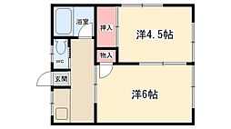 河本荘 2Kの間取図画像