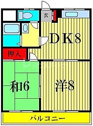 ハイツ峯岸II 2階2DKの間取り
