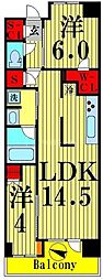 プレミスト金町 1階2LDKの間取り