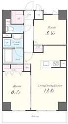 ラ・クール 6階1LDKの間取り