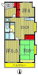櫻壱番館 5階3DKの間取り