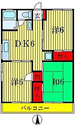モアハイツ 2階3DKの間取り