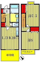 グランシャリオ 1階2LDKの間取り