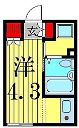 フラッツ金町 2階ワンルームの間取り