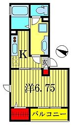 シャルマン　コーポ若菜 3階1Kの間取り