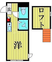 エルキュールテラス 1階ワンルームの間取り