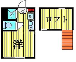 ハーモニーテラス西小岩V 1階ワンルームの間取り