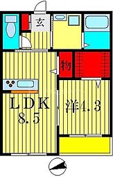 ヒログランデ 1階1LDKの間取り
