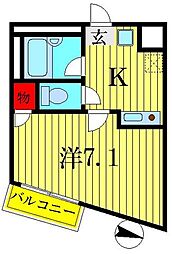 エトス金町 4階1Kの間取り