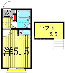 スカイピア金町 2階ワンルームの間取り
