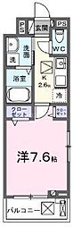 フルール　ベール 3階1Kの間取り