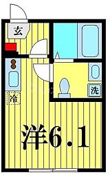 ハーモニーテラス北小岩XV 3階ワンルームの間取り