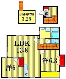 オルフェ 2階2LDKの間取り