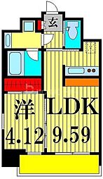 プレジオ亀有 9階1LDKの間取り