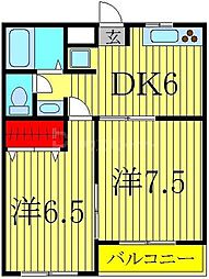 東京アパートメント 1階2DKの間取り