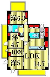 プレミア亀有 10階3SLDKの間取り