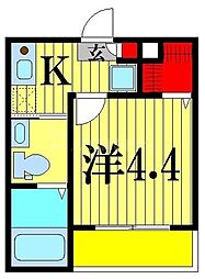 メルディア亀有 1階1Kの間取り