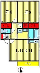 ラミアカーサお花茶屋 1階2LDKの間取り