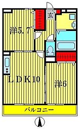 JR常磐線 金町駅 バス23分 大正橋下車 徒歩1分の賃貸アパート 2階2LDKの間取り