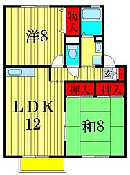 つくばエクスプレス 三郷中央駅 バス16分 戸ケ崎小学校入口下車 徒歩3分の賃貸アパート 2階2LDKの間取り