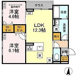セレスティア柴又V 2LDKの間取図画像