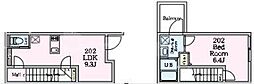 Reberty竹ノ塚 1LDKの間取図画像