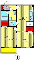 エーデルハイム 2DKの間取図画像