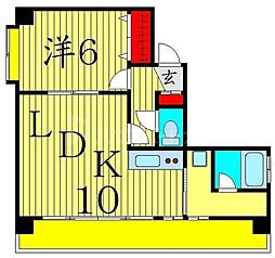 大坪ビル 1LDKの間取図画像