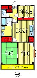 ベルコリーヌ西水元 3DKの間取図画像