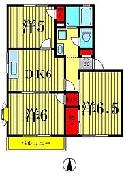 パークハイムA 3DKの間取図画像