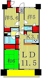ミディオンセンターレジデンス 3LDKの間取図画像
