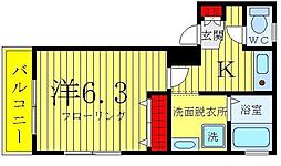 ヌーベル 1Kの間取図画像