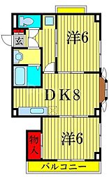 和幸マンション 2DKの間取図画像
