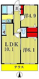 メルヴェーユ 2LDKの間取図画像