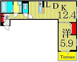 セレスティア東四つ木1 1LDKの間取図画像