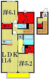 ハーモニーテラス 2LDKの間取図画像
