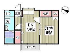 ハイツコスモス 1DKの間取図画像