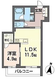 ボナドゥ 1LDKの間取図画像