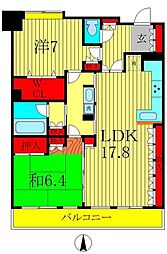 メロディーハイム水元公園 2LDKの間取図画像