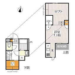 CV八潮ソラタ 1Kの間取図画像