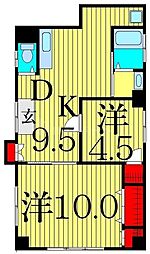 梅田コーポ 2DKの間取図画像
