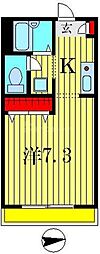 メルベーユ 1Kの間取図画像