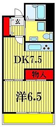 リリオ壱番館 1DKの間取図画像