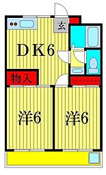 パールハイム 2DKの間取図画像