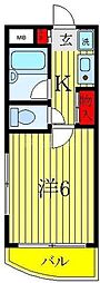 キャッスル小林 1Kの間取図画像