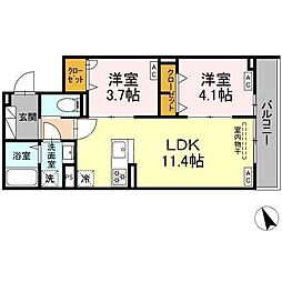 セレスティア柴又 2LDKの間取図画像
