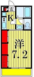 サンハイム高砂 1Kの間取図画像