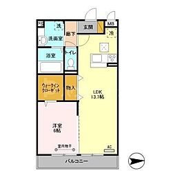 メゾン・ド・リアン 1LDKの間取図画像
